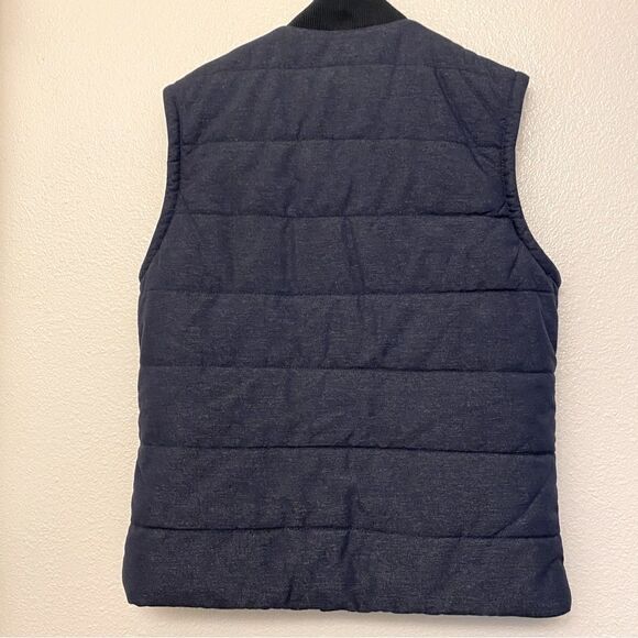 H&M Men’s full zip Puffer Vest blue chambray front pockets size 40R - Picture 2 of 8